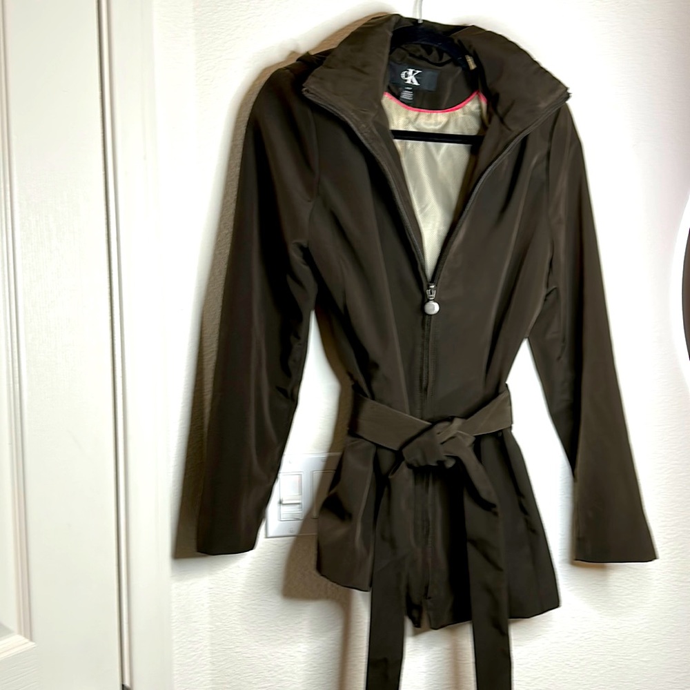 Brown Calvin Klein Hooded Jacket waterproof size S,